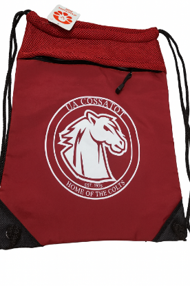 red drawstring backpack
