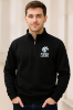 Male model wearing a black quarter-zip sweatshirt with UA Cossatot Colts logo